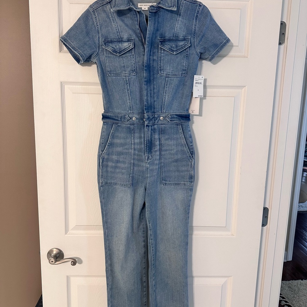 Good American Light Blue Denim Jumpsuit